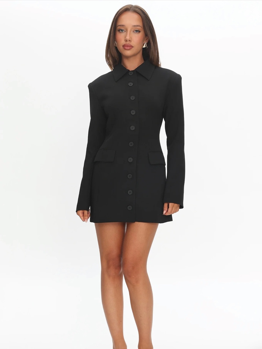 Lioness Cheri Black Button-Front Mini Dress
